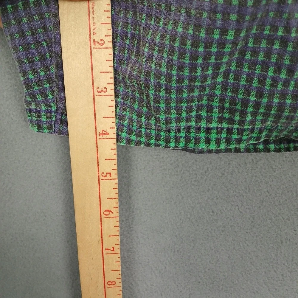 Retro Pacific Scene Swim Shorts Mens Small Green Purple Check Mesh Lined Beach